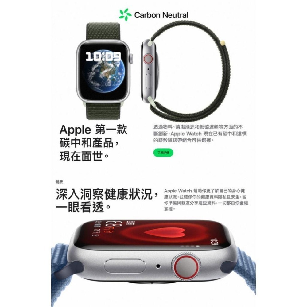 《公司貨含稅》Apple Watch Series 9 GPS 鋁金屬錶殼配運動型錶帶-細節圖2