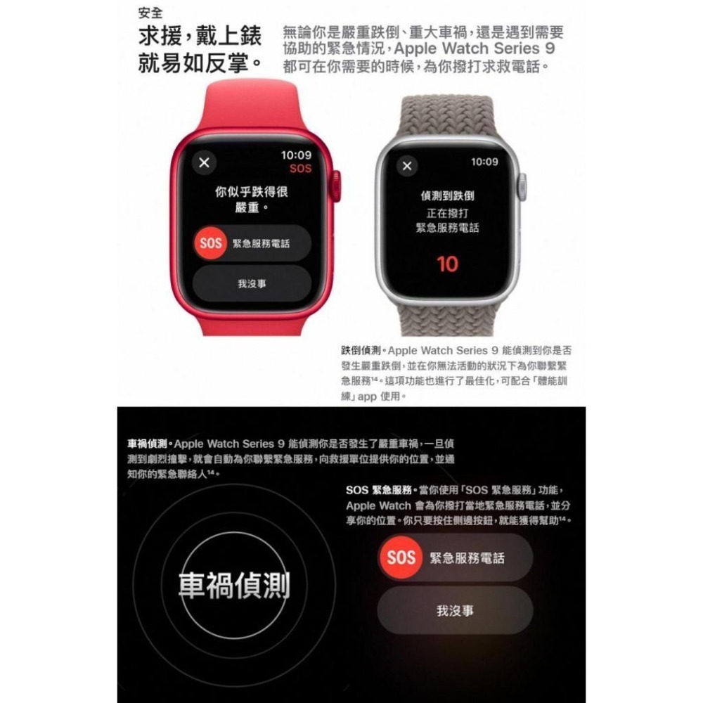 《公司貨含稅》Apple Watch Series 9 GPS 鋁金屬錶殼配運動型錶帶-細節圖8