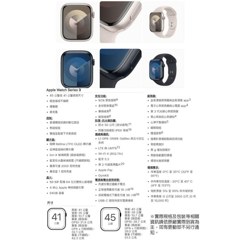 《公司貨含稅》Apple Watch Series 9 GPS 鋁金屬錶殼配運動型錶帶-細節圖9