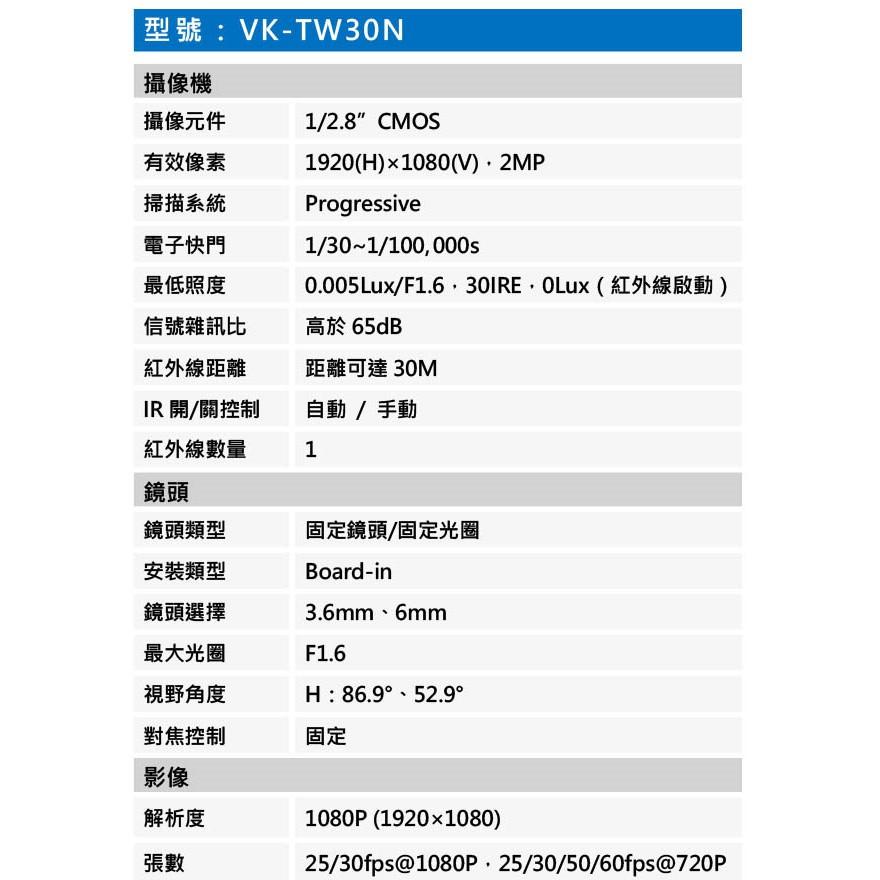 聲寶 SAMPO VK-TW30N 星光級1080P四合一紅外線攝影機-細節圖5