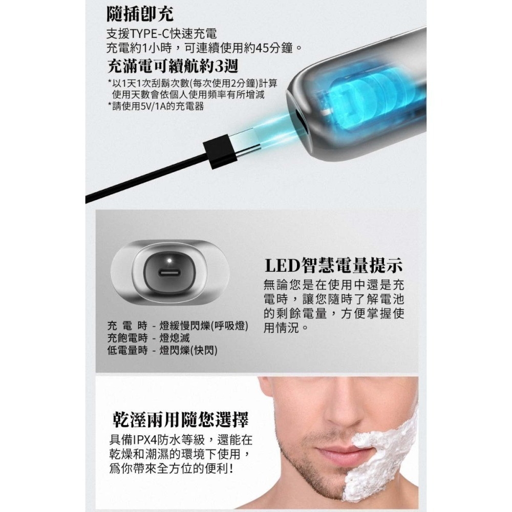 《公司貨含稅》G-PLUS/GPLUS GP-RE001 USB電動刮鬍刀-細節圖4