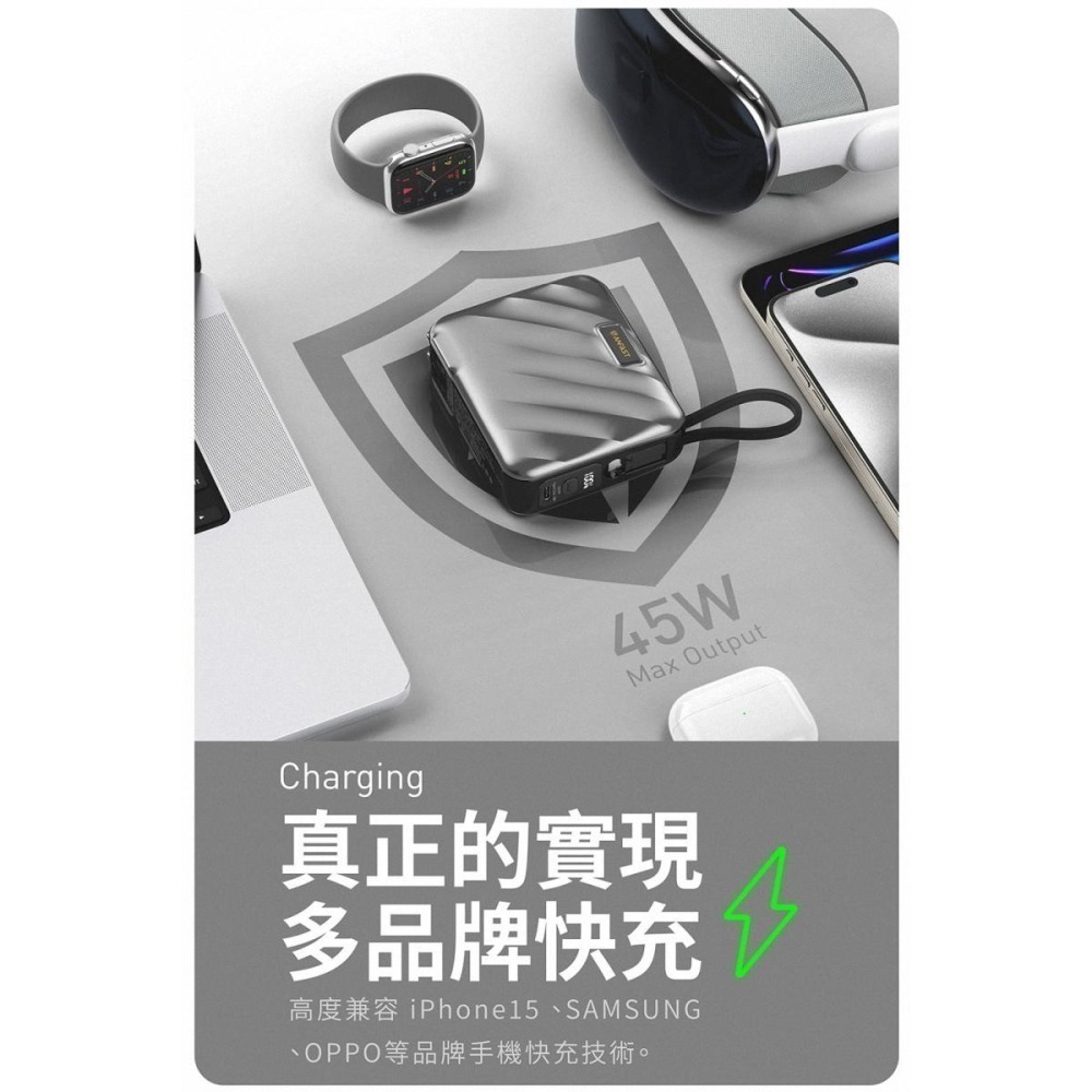 《公司貨含稅》ANFAST AF-P1545X 競電PD45W 15000mAh雙向快充線行動電源~送收納包-細節圖3