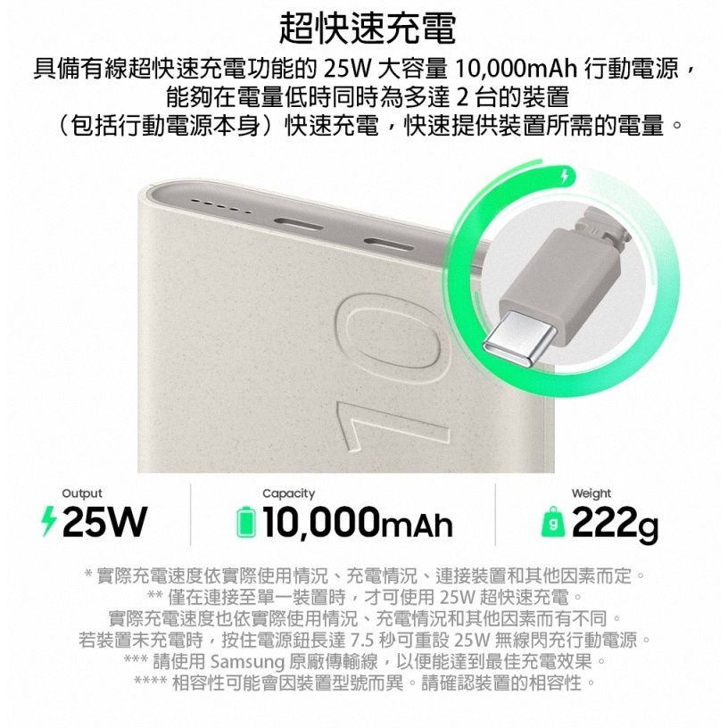 《公司貨含稅》SAMSUNG EB-U2510 25W 無線閃充行動電源 10000mAh-細節圖4