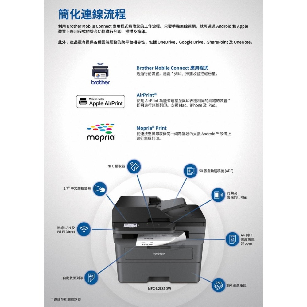 《公司貨含稅》brother MFC-L2885DW 中階商務黑白雷射複合機-細節圖3