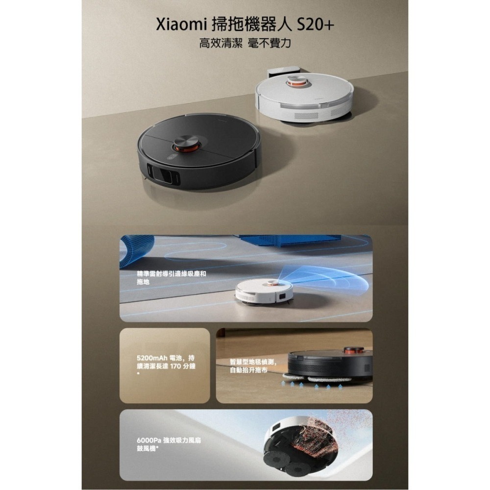 《公司貨含稅》Xiaomi 小米掃拖機器人 S20+-細節圖3