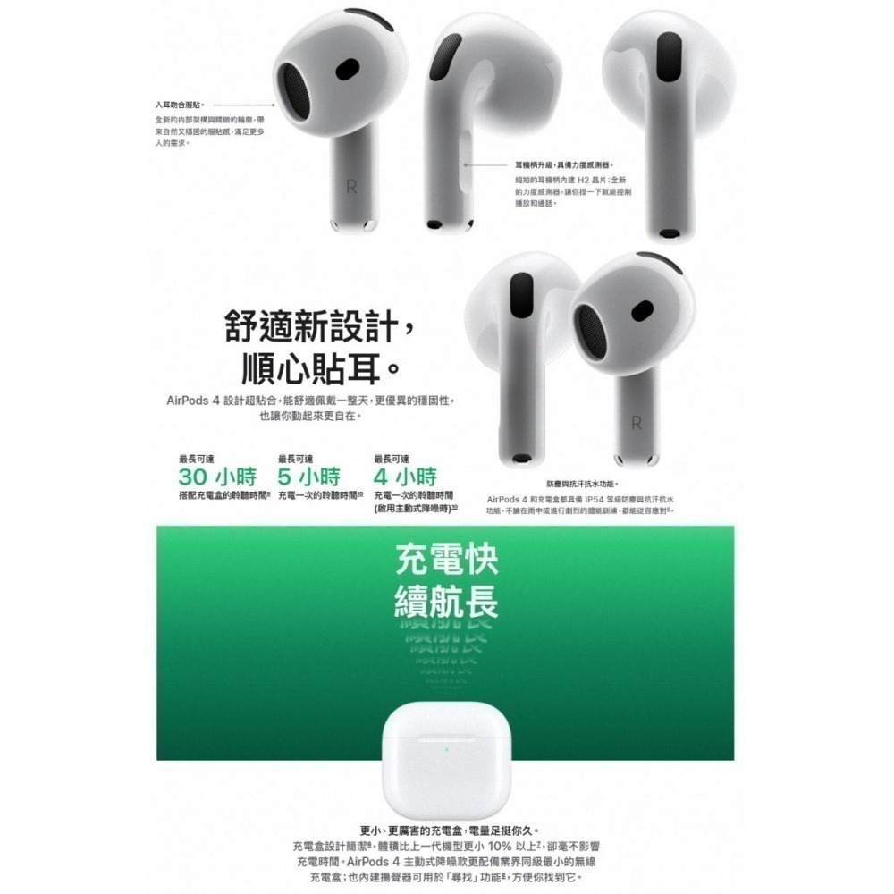 《公司貨含稅》Apple AirPods 4 主動式降噪款+無線充電盒-細節圖7