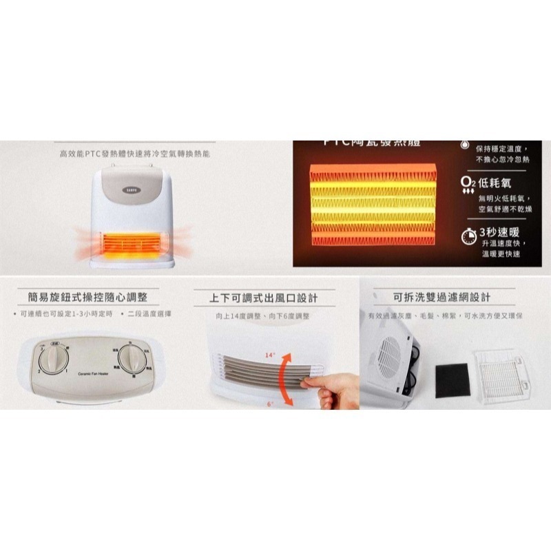 《公司貨含稅》SAMPO聲寶 陶瓷式定時電暖器 HX-FJ12P-細節圖3