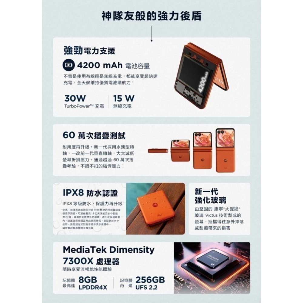 《公司貨含稅》motorola razr 50 5G (8G/256G) 摺疊AI手機(內附33W充電器+保護殼)-細節圖7