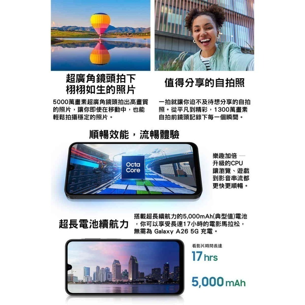 《公司貨含稅》SAMSUNG Galaxy A26 5G 8G/128G 6.7吋手機-細節圖8