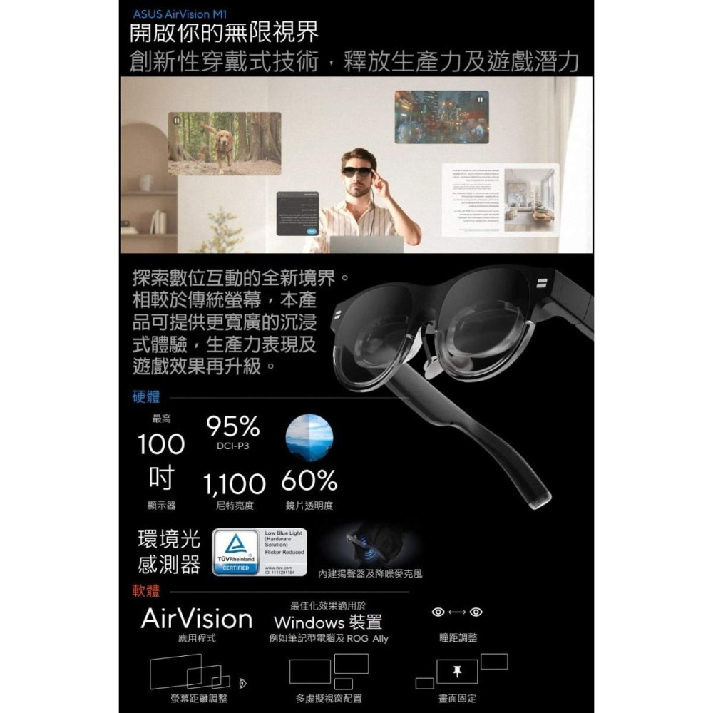 《公司貨含稅》ASUS AirVision M1 智慧眼鏡-細節圖3