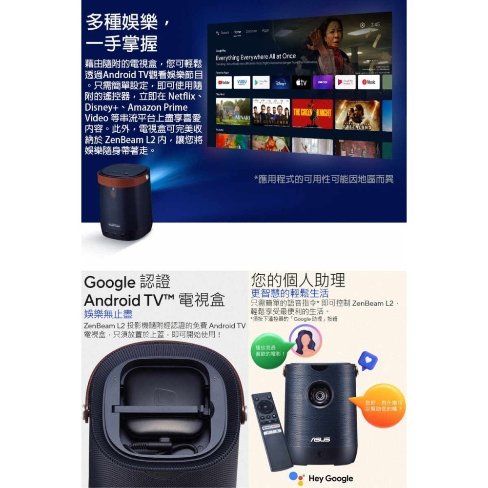 《公司貨含稅》ASUS ZenBeam L2 智慧型可攜式LED投影機(附Android TV電視盒)-細節圖5