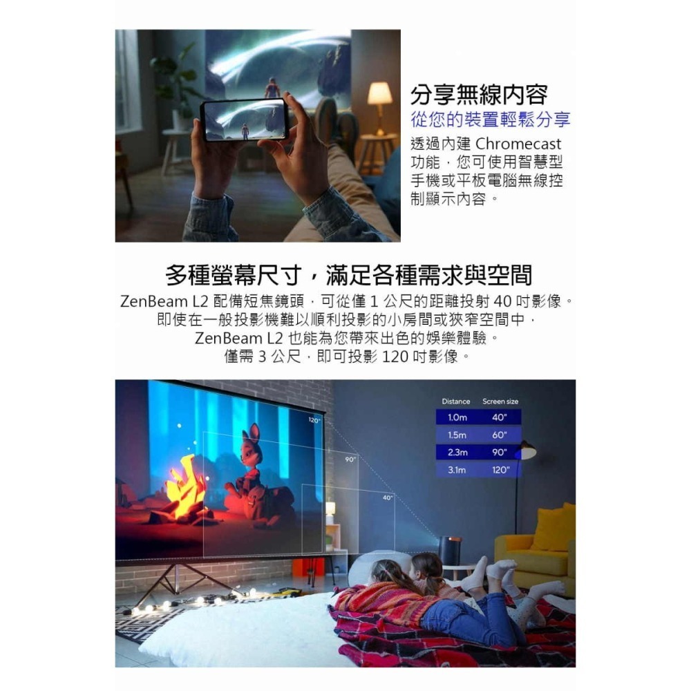 《公司貨含稅》ASUS ZenBeam L2 智慧型可攜式LED投影機(附Android TV電視盒)-細節圖6