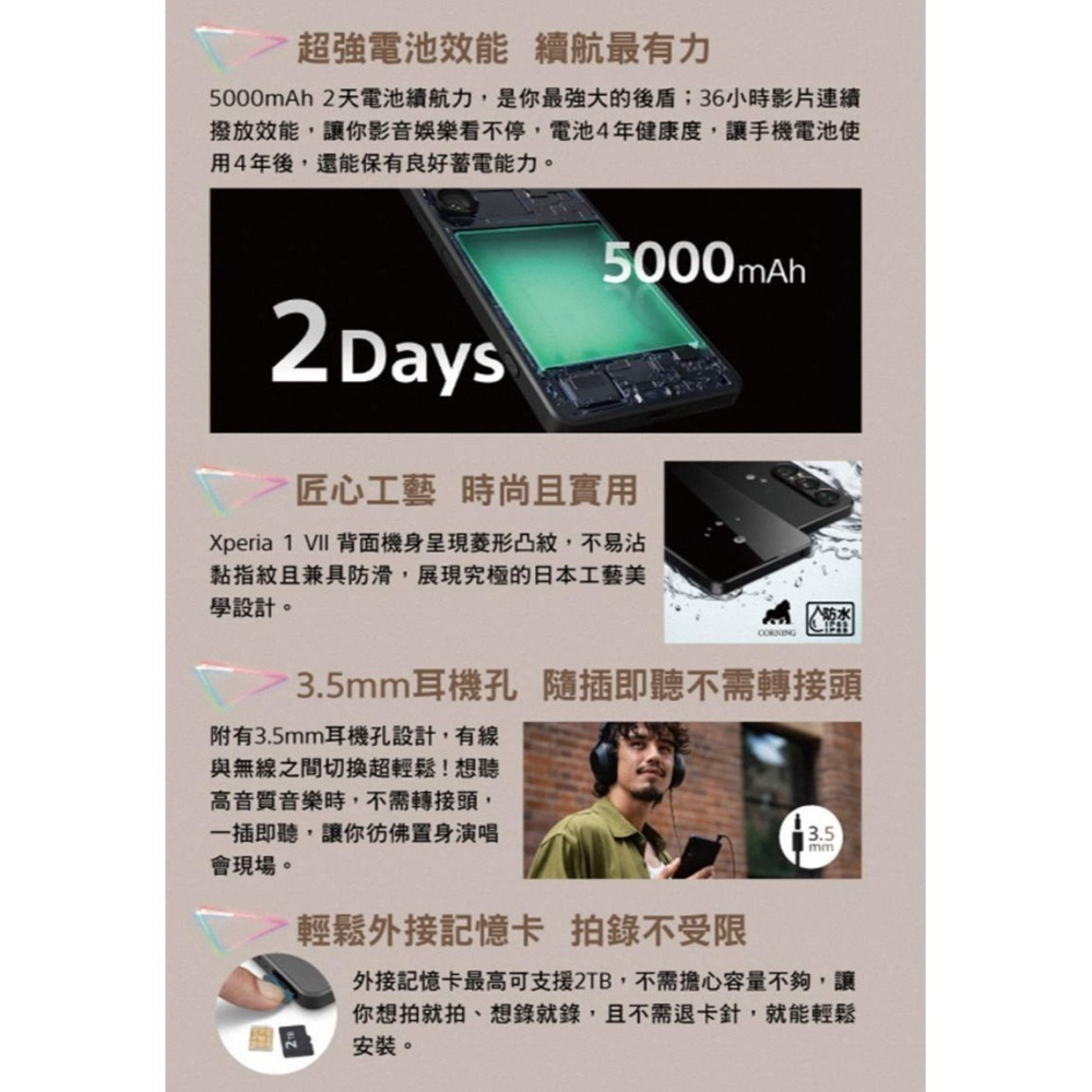 《公司貨含稅》Sony Xperia 1 VII 12G/512G 6.5吋手機~送原廠PD30旅充含線+原廠保護殼-細節圖10