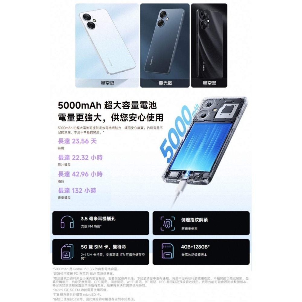 《公司貨含稅》小米/紅米 Redmi 13C 5G (4G/128G) 6.74吋手機~登錄送小米充電器-細節圖6