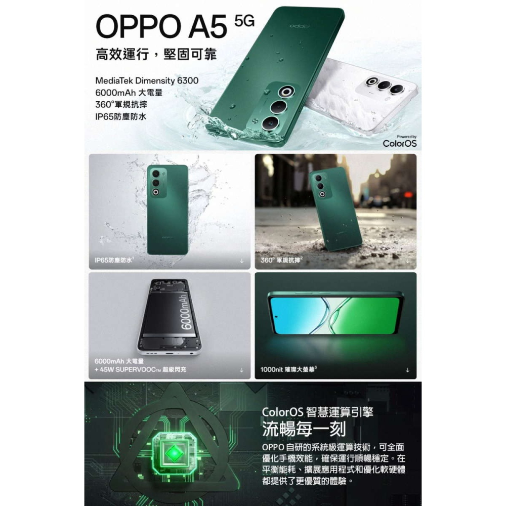 《公司貨含稅》OPPO A5 5G (4G/128G) 6.67吋軍規抗摔堅固手機-細節圖3