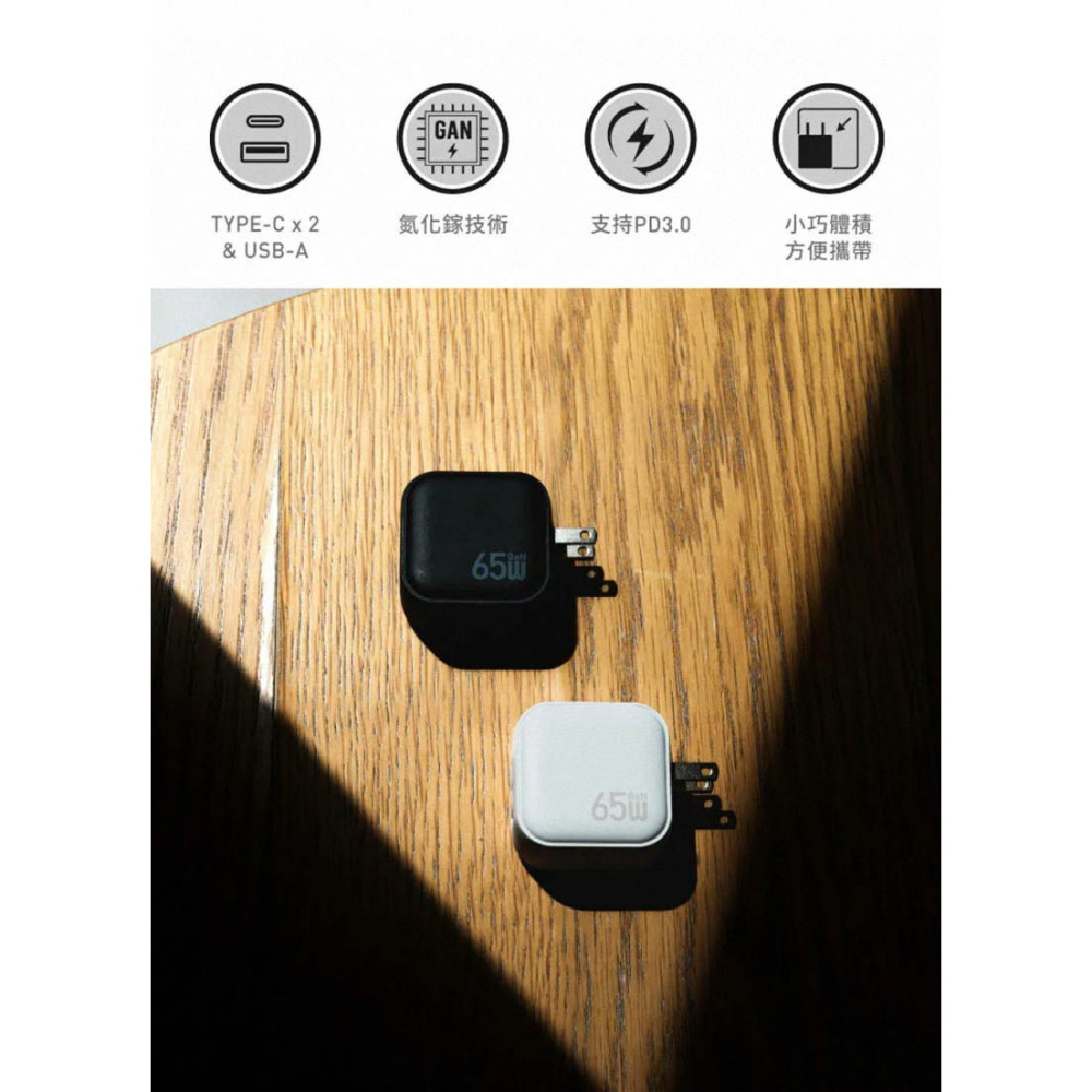 《公司貨含稅》(DJI NEO適用)Solide BLOCK 65W GaN氮化鎵三孔快速充電器-細節圖4