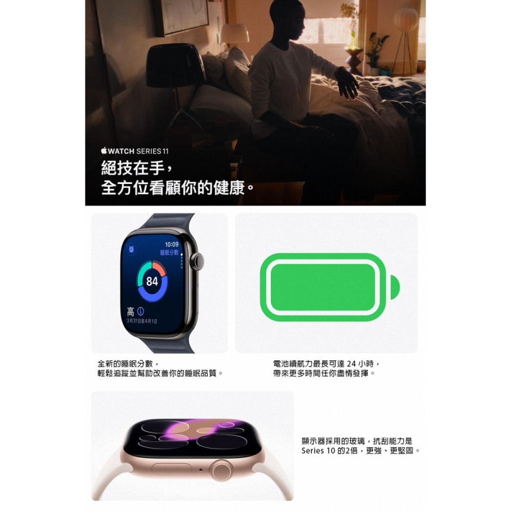 《公司貨含稅》Apple Watch Series 11 2025 GPS 鋁金屬錶殼搭配運動錶帶-細節圖2
