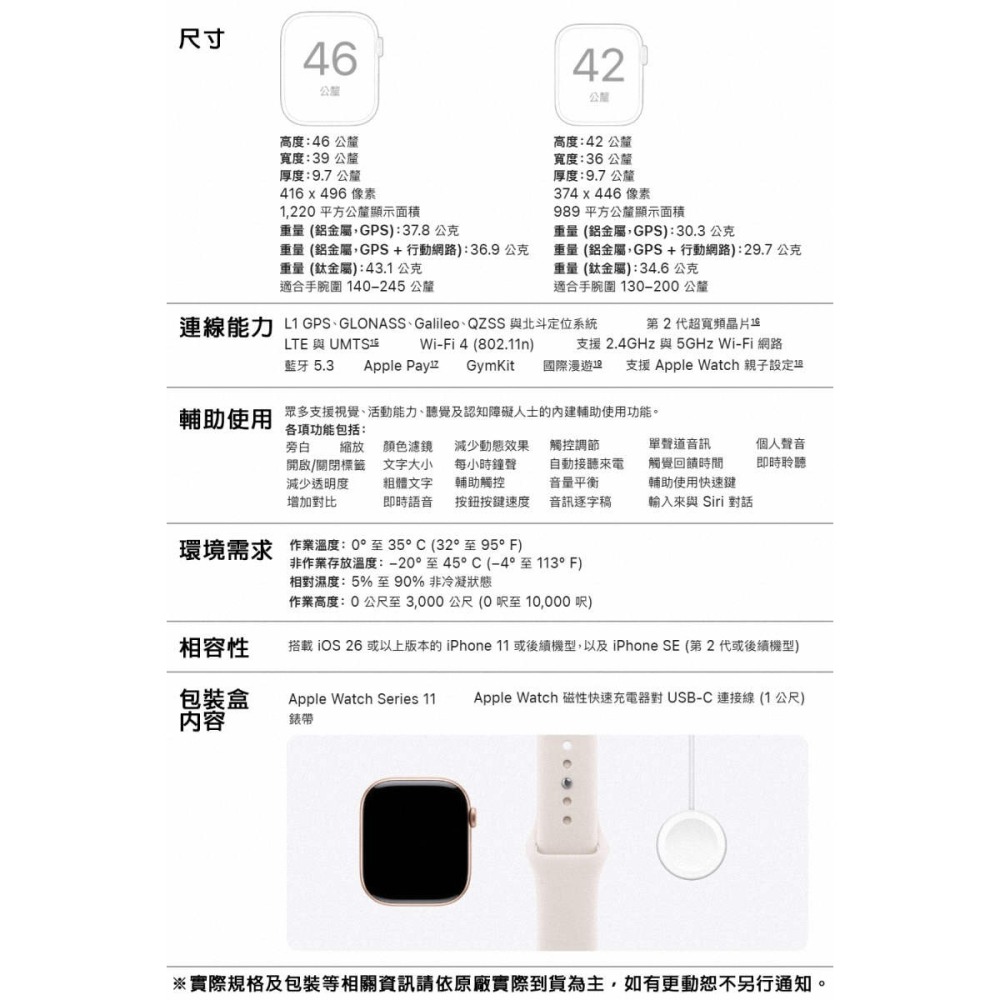 《公司貨含稅》Apple Watch Series 11 2025 GPS 鋁金屬錶殼搭配運動錶帶-細節圖11