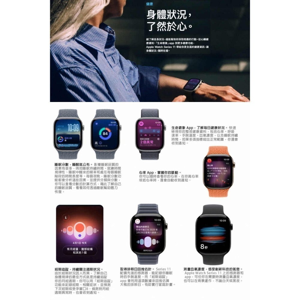 《公司貨含稅》Apple Watch Series 11 2025 GPS 鋁金屬錶殼搭配運動錶帶-細節圖4