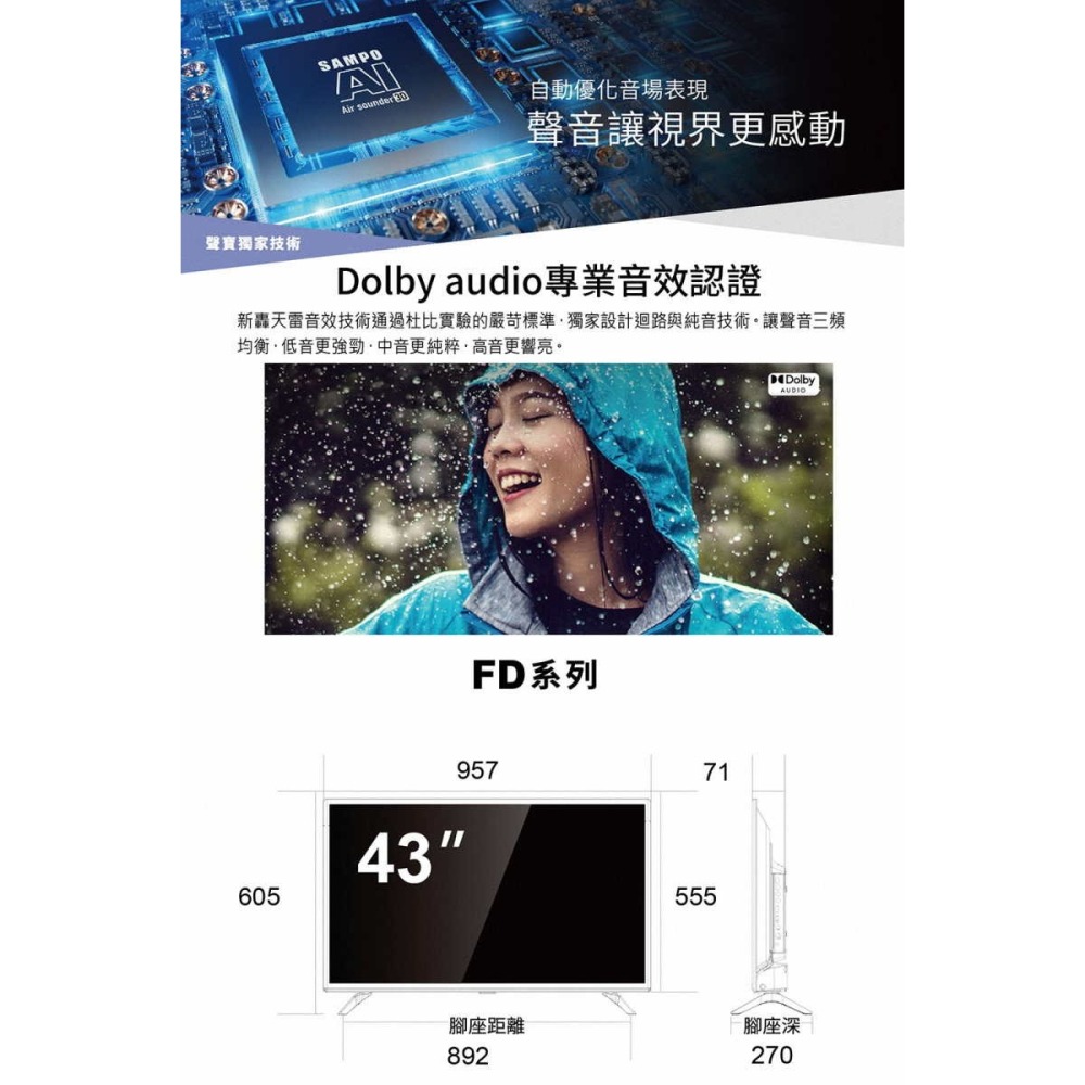 《公司貨含稅》SAMPO 聲寶 43型 EM-43FD630 超值嚴選液晶電視/顯示器-細節圖4