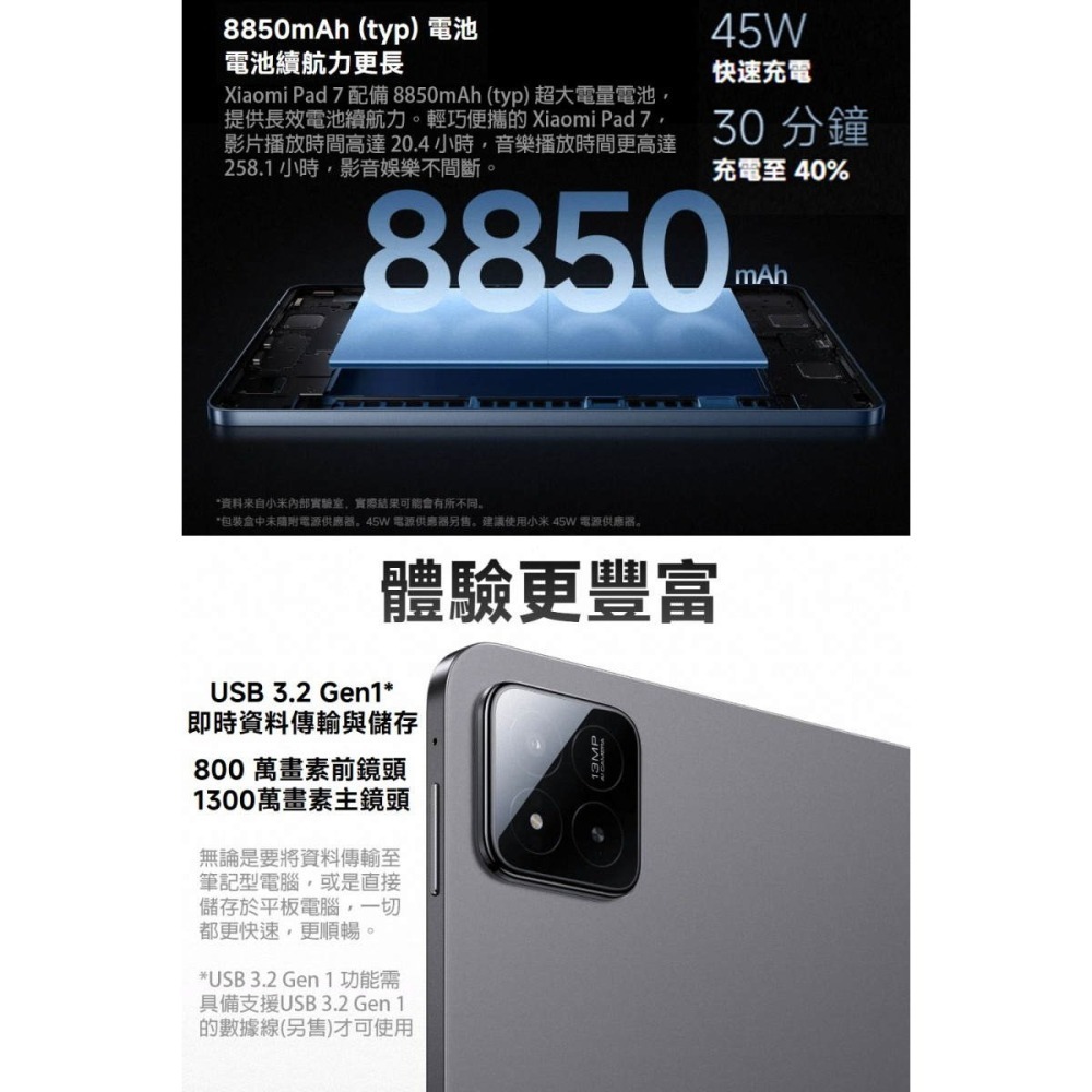 《公司貨含稅》小米 Xiaomi Pad 7 (8G/128G) 11.2吋超高畫質旗艦級螢幕護眼平板-細節圖10