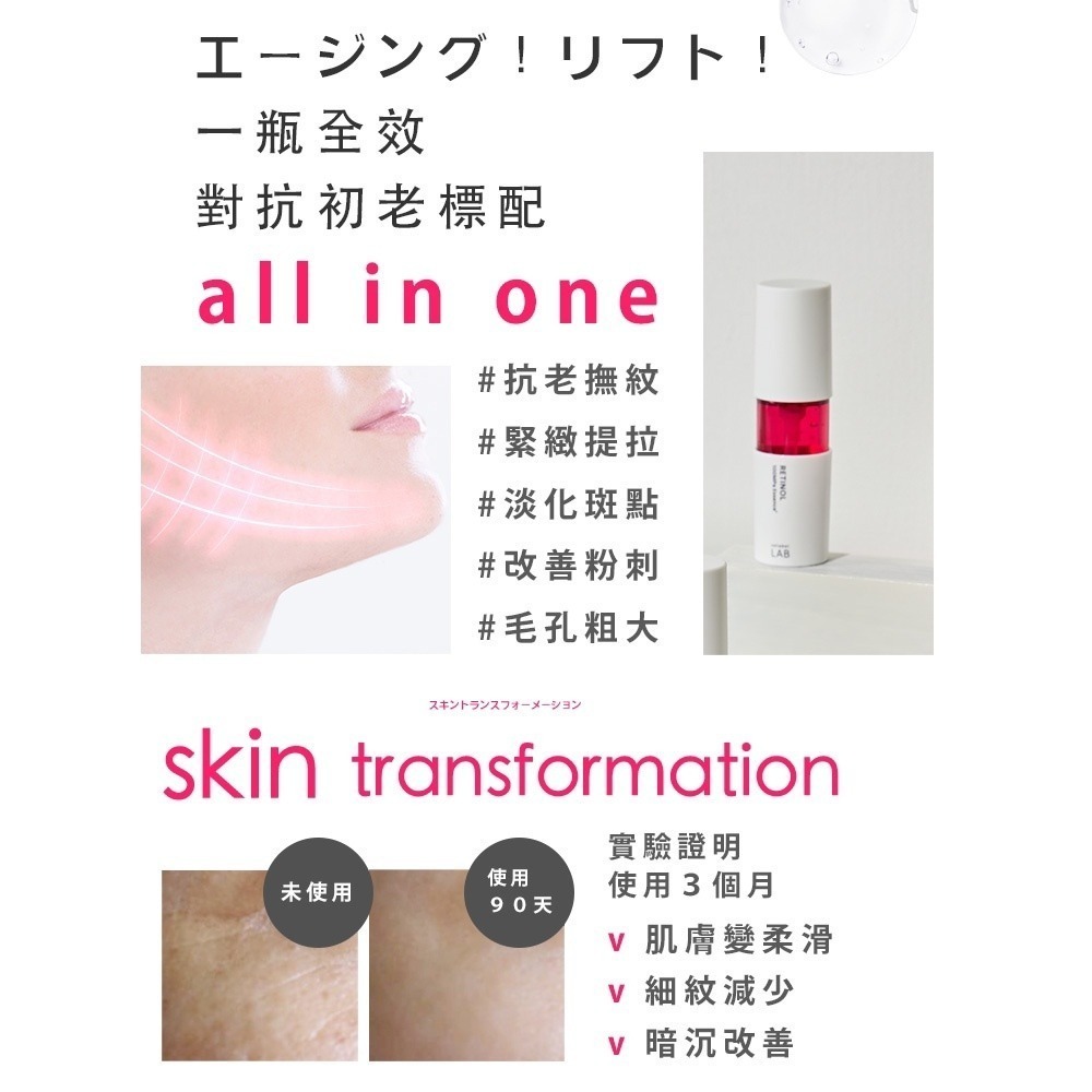 Unlabel LAB 超快逆襲垮臉A醇美容液｜安博士 抗老明星品回購率 抗老精華液 A醇原液型高效微分子 抗老-細節圖3