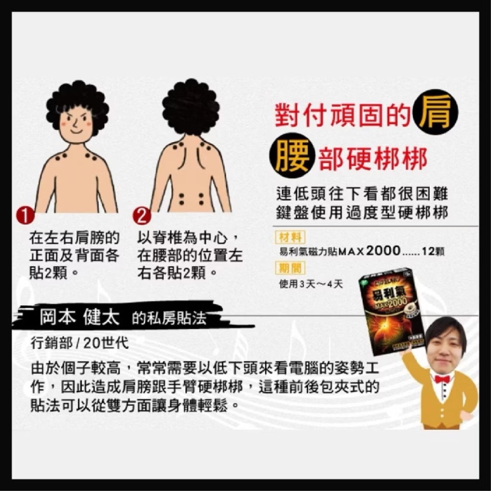 易利氣磁力貼 MAX200mT 24粒｜超值包 日本境內版 最大磁力 2000高斯 磁力貼 酸痛貼 日本原裝 大範圍型-細節圖7