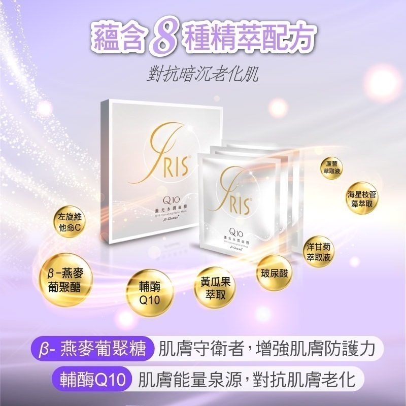 【長利】Q10激光水潤面膜 (2片/組)│ 玻尿酸、補水保濕、修護撫紋、延緩肌膚老化-細節圖3