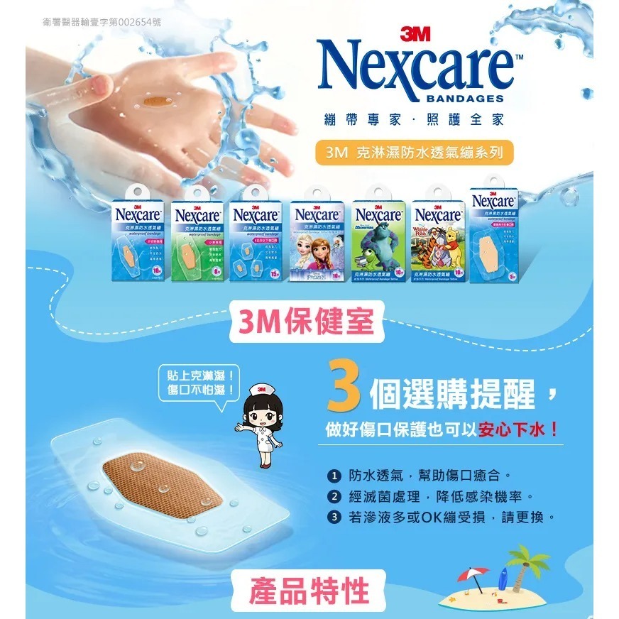 【3M】Nexcare 克淋濕防水透氣繃 (8片包、10片包、15片包)-細節圖2