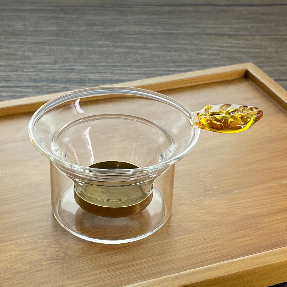 ⭐台灣現貨⭐GK-523 鈦金玻璃茶漏組 不鏽鋼茶漏 玻璃茶隔 茶葉過濾網 鍍鈦濾網-細節圖2