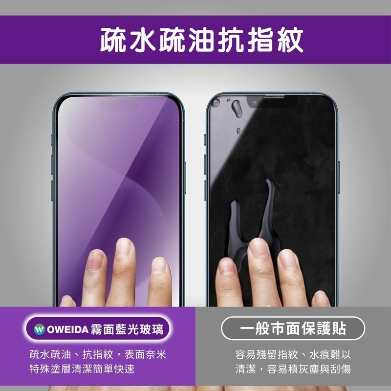 Oweida iPhone全系列 3D霧面降藍光 滿版鋼化玻璃貼17/16/15/14/13/12/11 ProMax-細節圖6