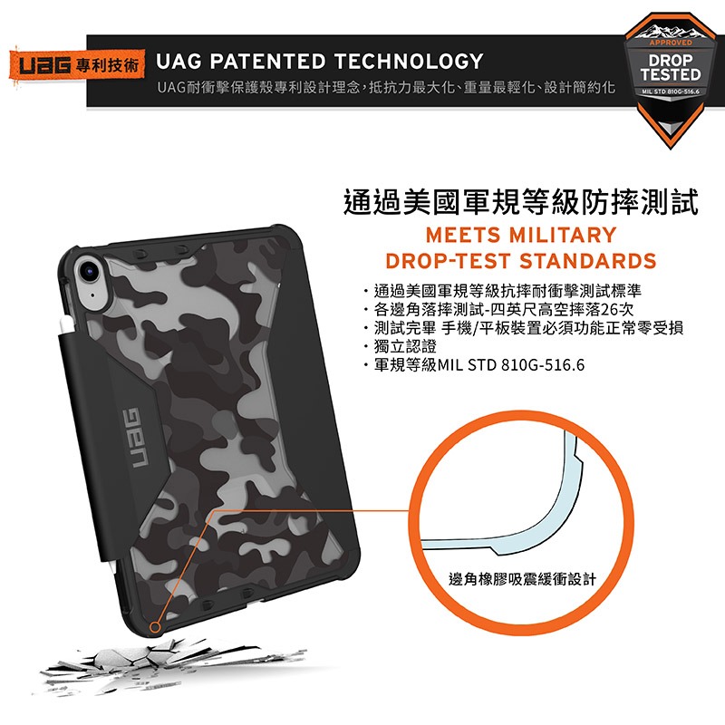 UAG iPad 10代 10.9吋 迷彩款耐衝擊平板保護殼套-細節圖4