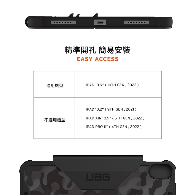 UAG iPad 10代 10.9吋 迷彩款耐衝擊平板保護殼套-細節圖11