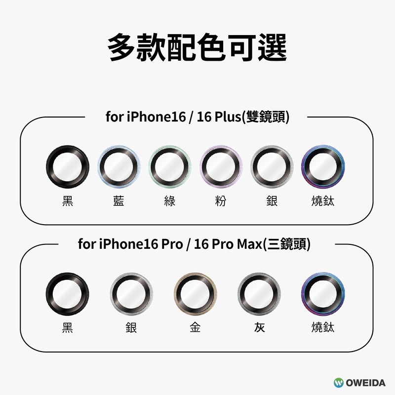 Oweida iPhone 16系列 星耀鋁 鈦金屬鏡頭鏡頭保護鏡 鏡頭環-細節圖11