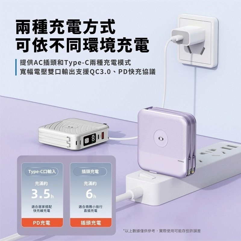 Oweida AI智能無線充行動電源 10000mAh 磁吸無線充電 自帶線 PD快充 可充手錶-細節圖7