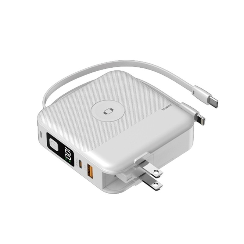 Oweida AI智能無線充行動電源 10000mAh 磁吸無線充電 自帶線 PD快充 可充手錶-規格圖11