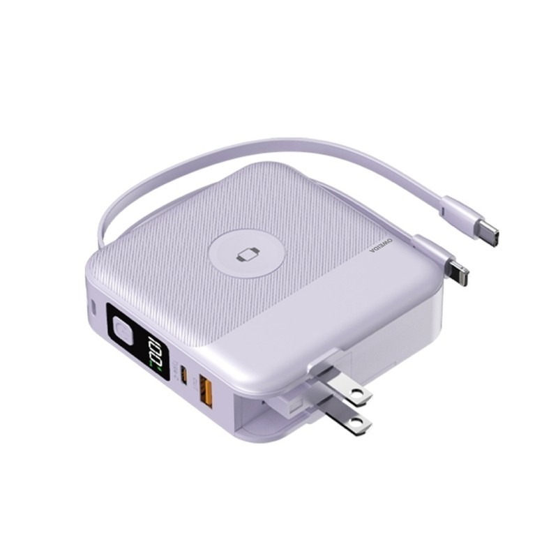 Oweida AI智能無線充行動電源 10000mAh 磁吸無線充電 自帶線 PD快充 可充手錶-規格圖11