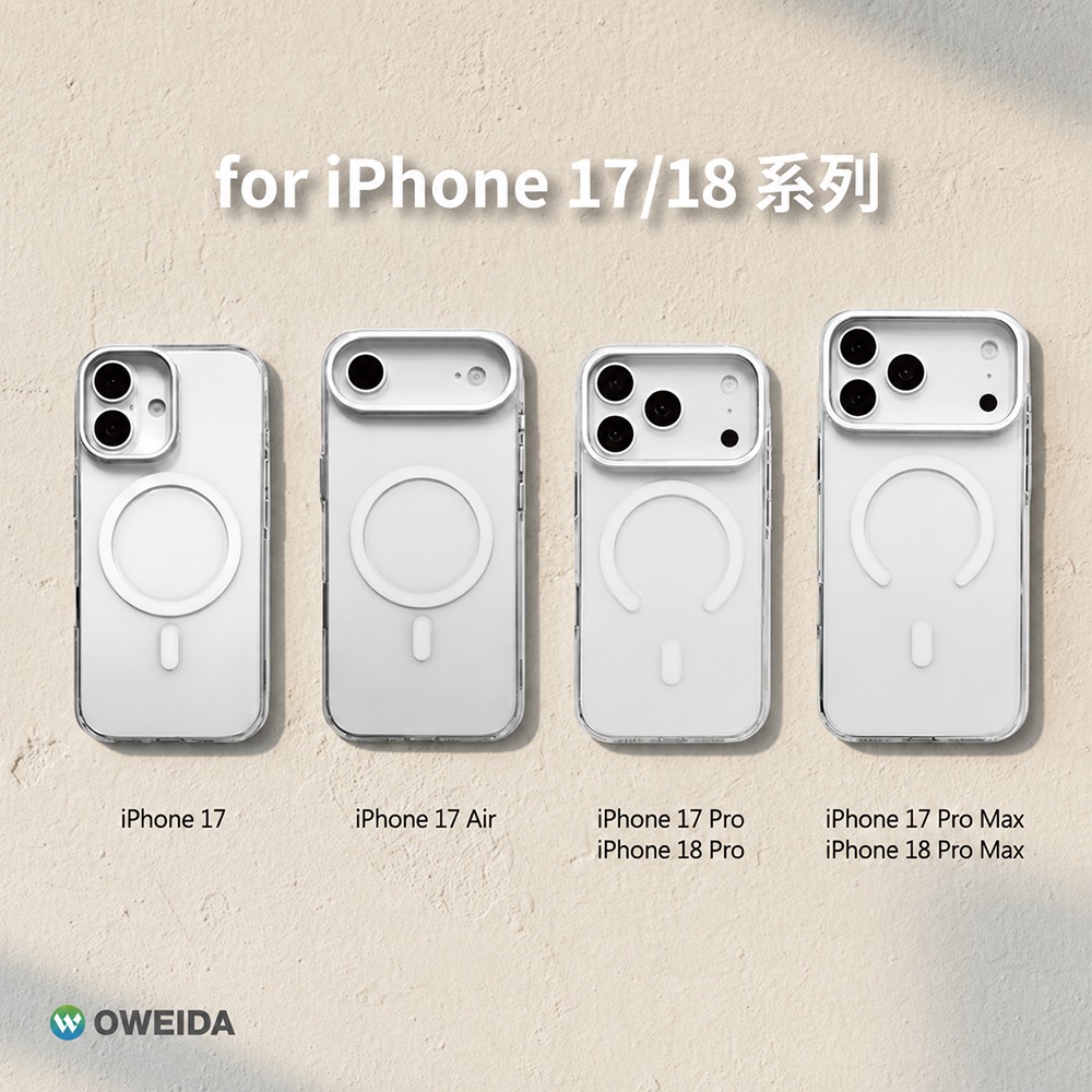 Oweida iPhone 17/18系列 抗黃晶明磁吸鏡頭支架手機殼-細節圖7
