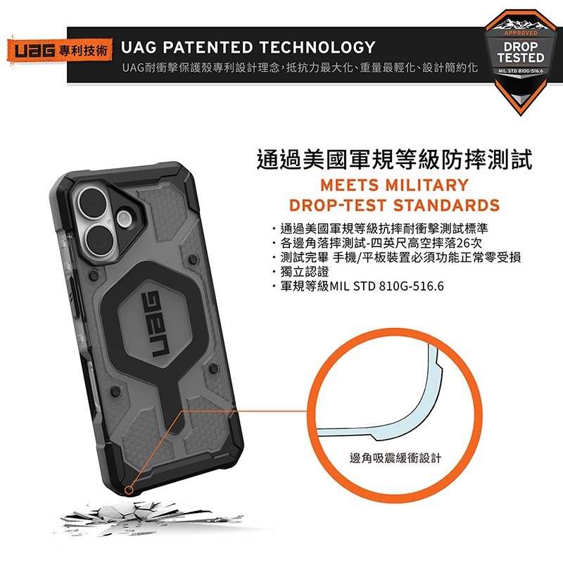 UAG iPhone 17系列 MagSafe磁吸式 經典透色款 耐衝擊防摔保護殼-細節圖4