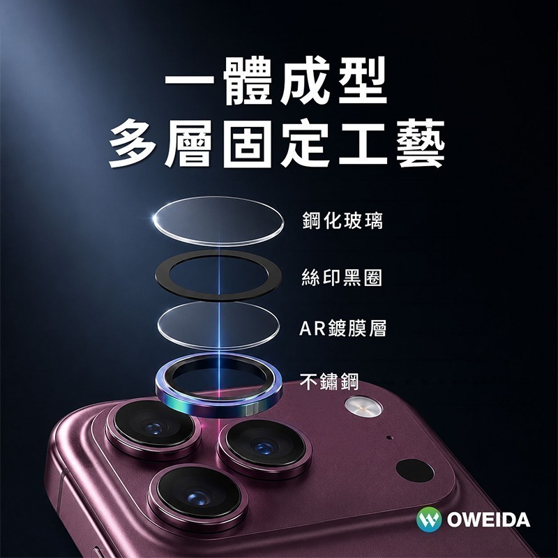 Oweida iPhone 18系列 星耀鋁金屬鏡頭保護鏡 鏡頭環-細節圖5