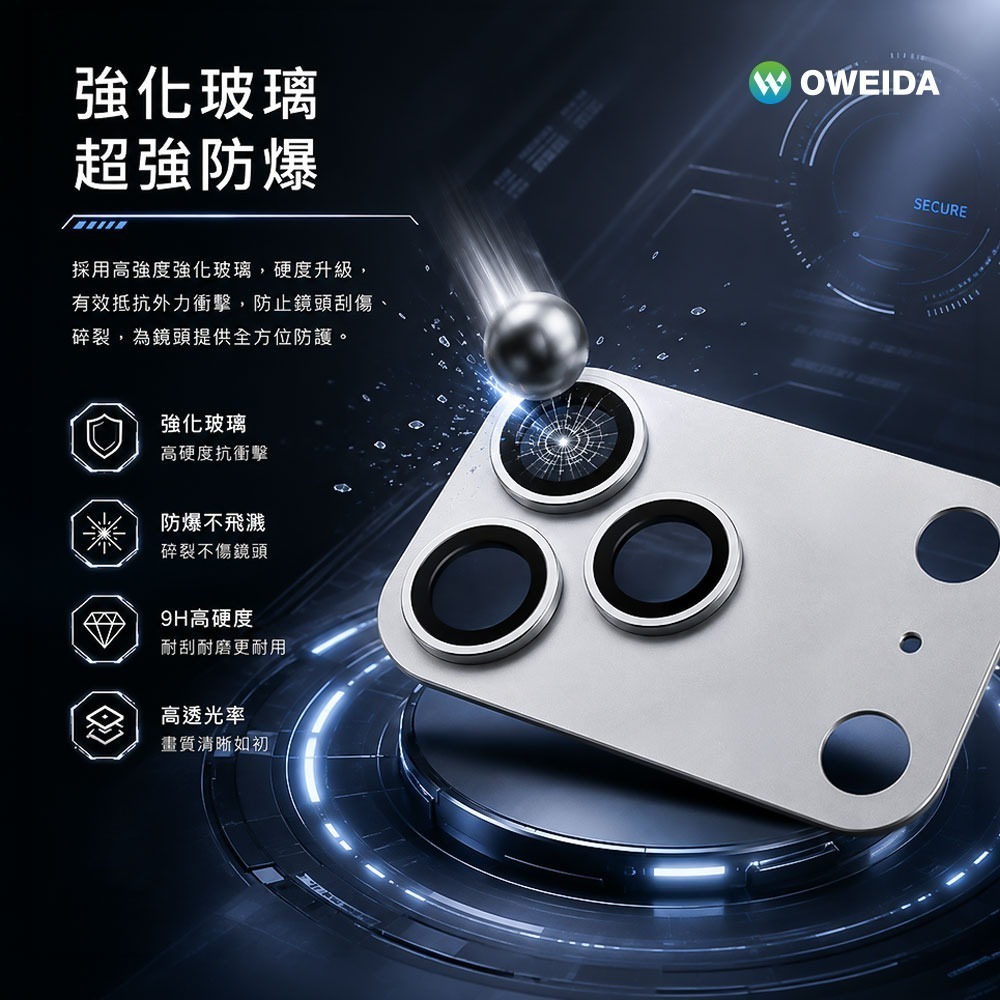Oweida iPhone 18系列 一片式金屬鏡頭貼-細節圖5