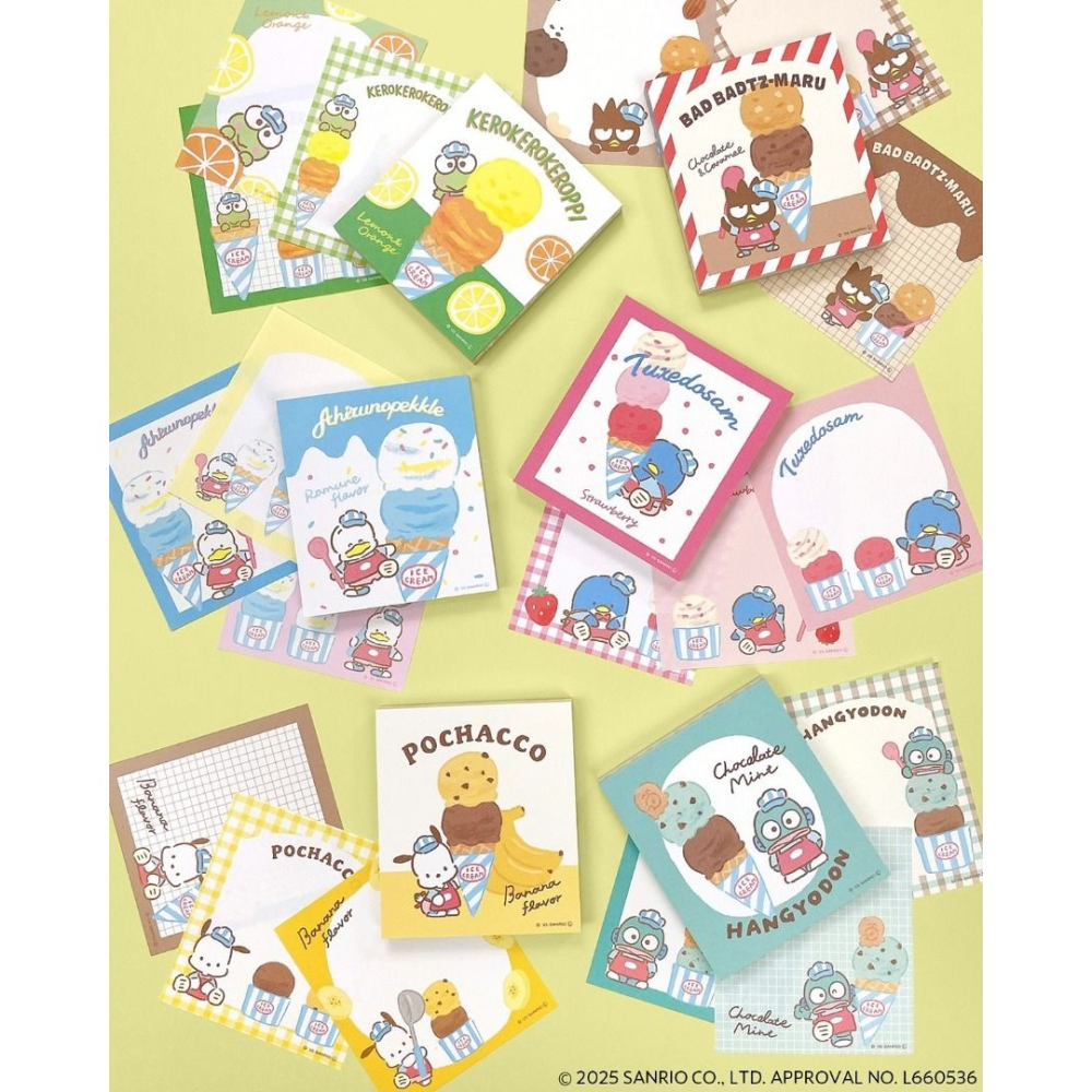 分裝｜古川紙工 x Sanrio 冰淇淋店 24款便箋｜2025 Loft限定-細節圖2