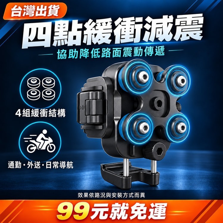 77元就免運｜四點緩衝 防震機車手機架 機械鎖定 360°旋轉 M8/M10螺絲 後視鏡座 U型管夾 導航支架-細節圖3