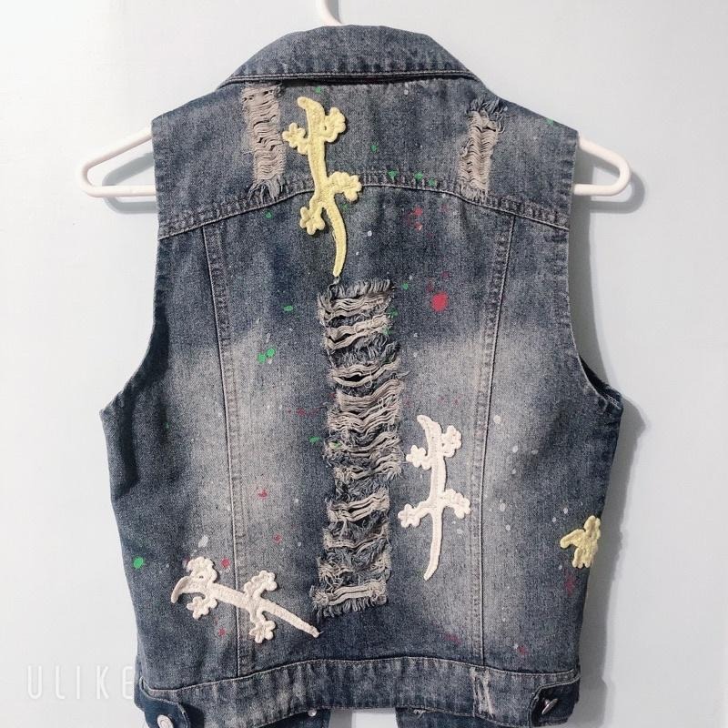 二手 復古 古著 牛仔背心 個性風  s,m號皆可-細節圖2