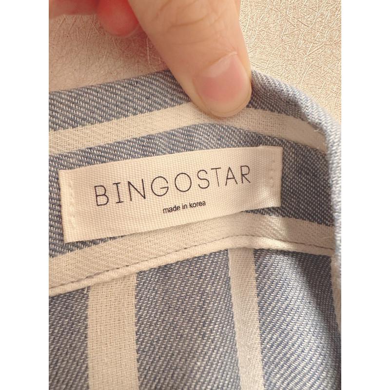 BINGOSTAR 「正韓購入」全新 韓版襯衫 長版 寬鬆 薄外套 直條紋 質感襯衫 外罩外套-細節圖3