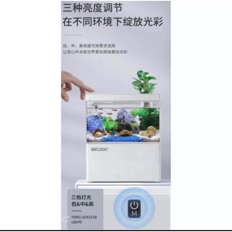 ［楊媽水族］【台灣現貨】小魚缸多功能迷你水族箱 USB 套缸 桌上型水族箱 微景觀底濾魚缸 底部過濾 懶人缸 免換水-細節圖3