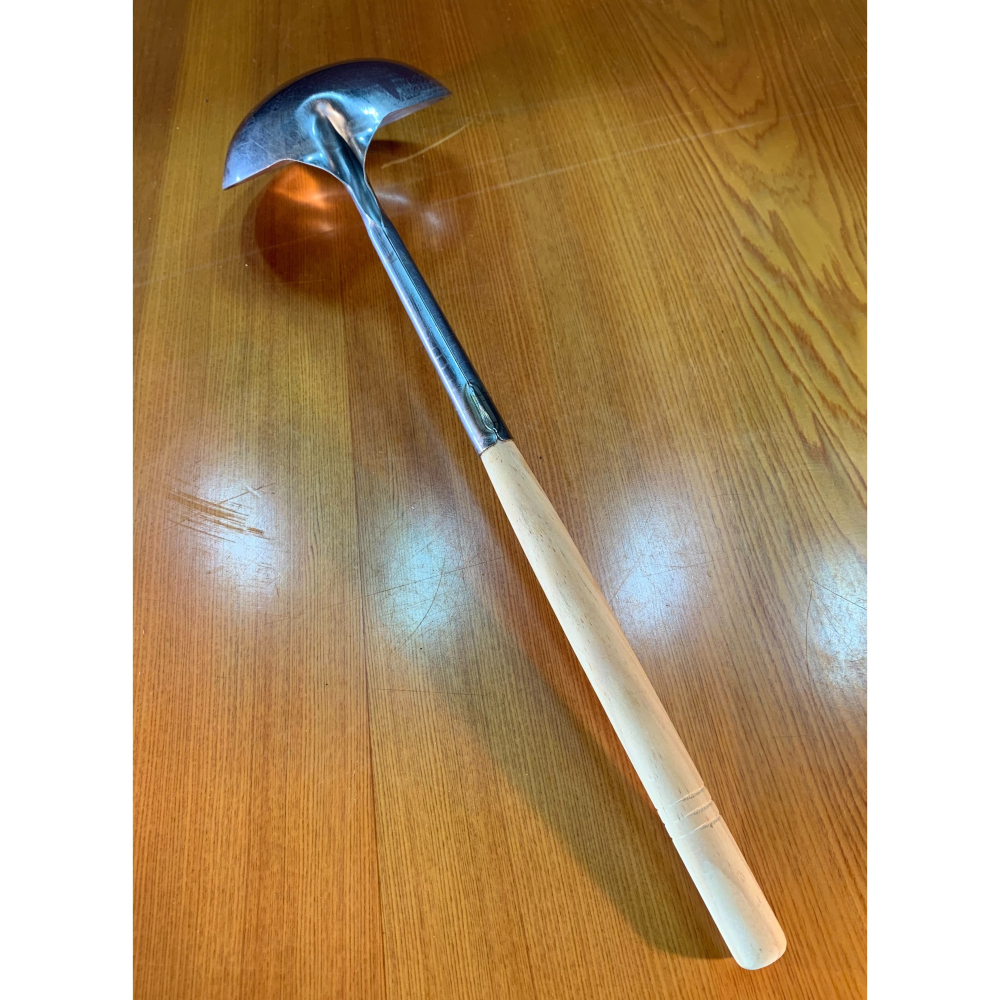 不鏽鋼 木柄湯勺 料理杓 304不鏽鋼湯杓 圓杓 湯杓 寬13cm x 長45cm-細節圖2