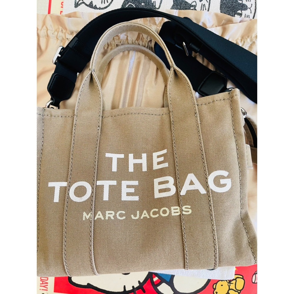 MARC JACOBS 馬克賈伯TRAVELER MINI TOTE 字母帆布兩用墨綠色拖特包 二手
