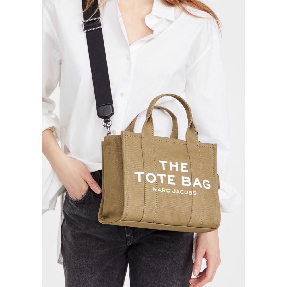 MARC JACOBS 馬克賈伯TRAVELER MINI TOTE 字母帆布兩用墨綠色拖特包 二手-細節圖7