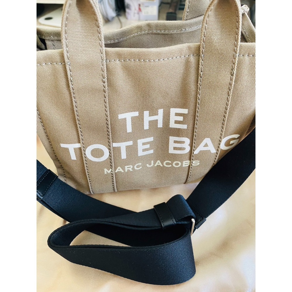 MARC JACOBS 馬克賈伯TRAVELER MINI TOTE 字母帆布兩用墨綠色拖特包 二手-細節圖9